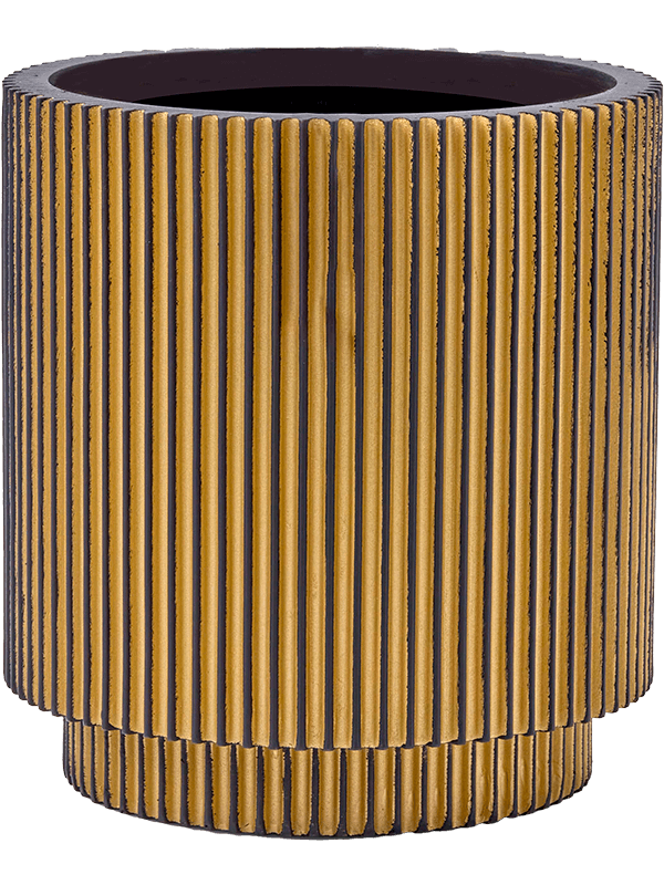 Capi Nature Groove - Vase Cylinder Black Gold (⌀23 ↕25)