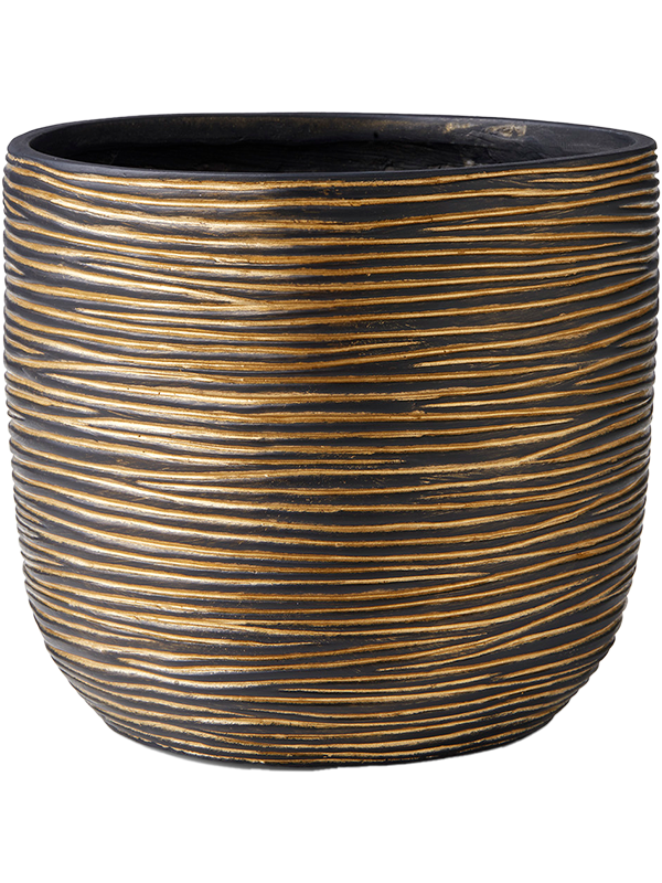 Capi Nature Rib - Planter Ball Black Gold (⌀17 ↕15)