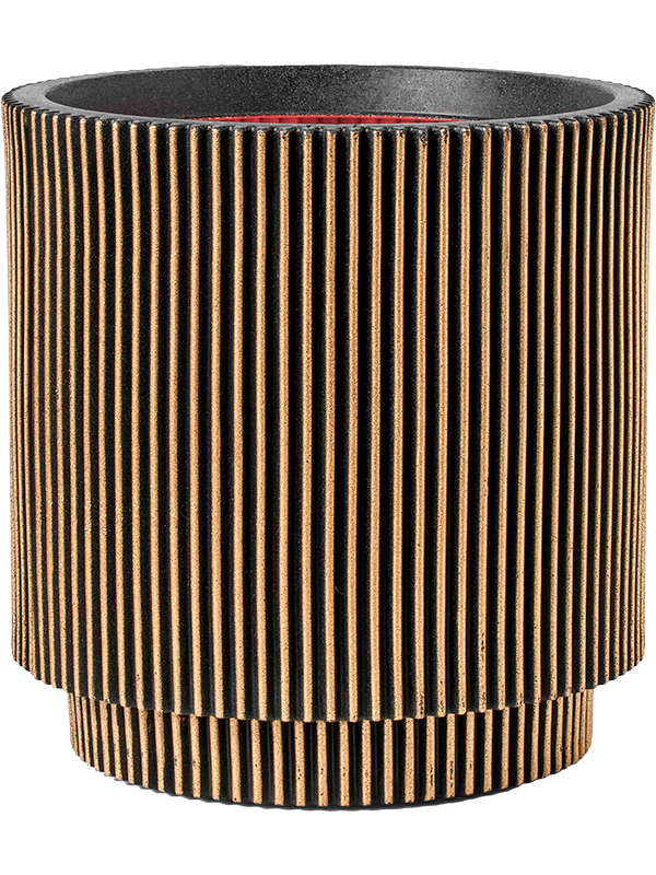 Capi Nature Groove NL - Vase Cylinder Black Gold (⌀35 ↕34)