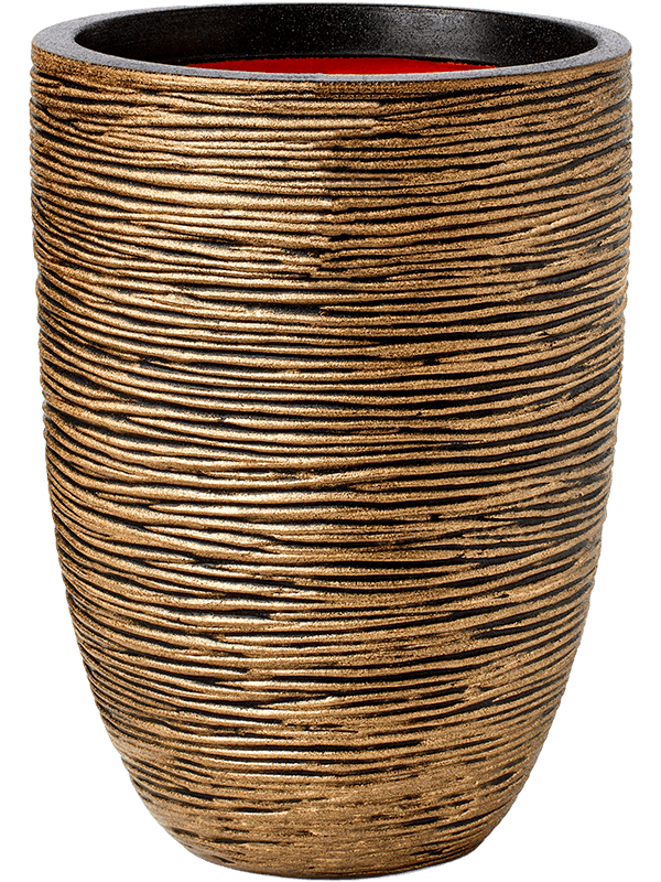 Capi Nature Rib NL - Vase Elegant Low Black Gold (⌀34 ↕46)