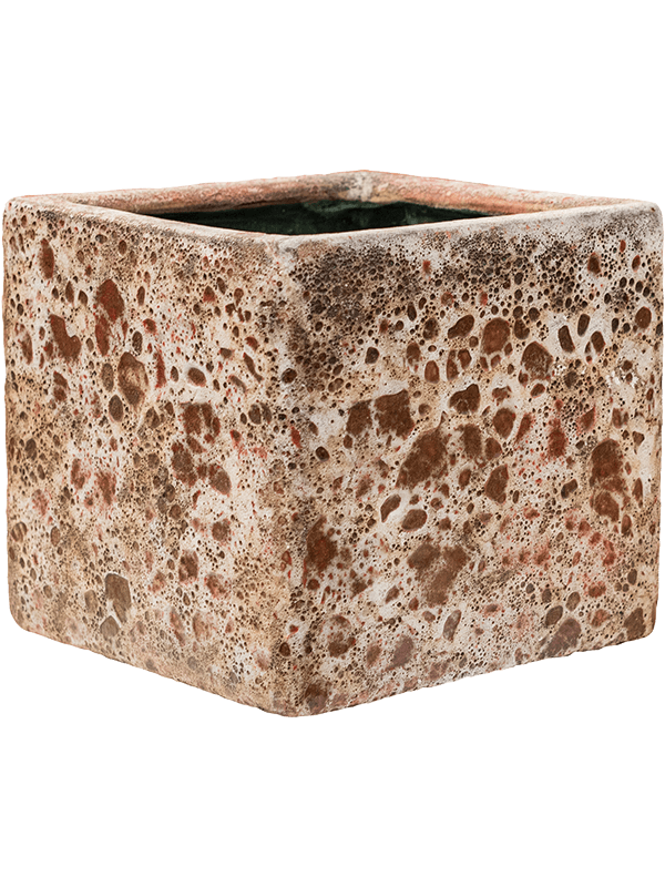 Baq Lava - Cube Relic Pink (glazed inside) ( ↔22 ↖22 ↕20)