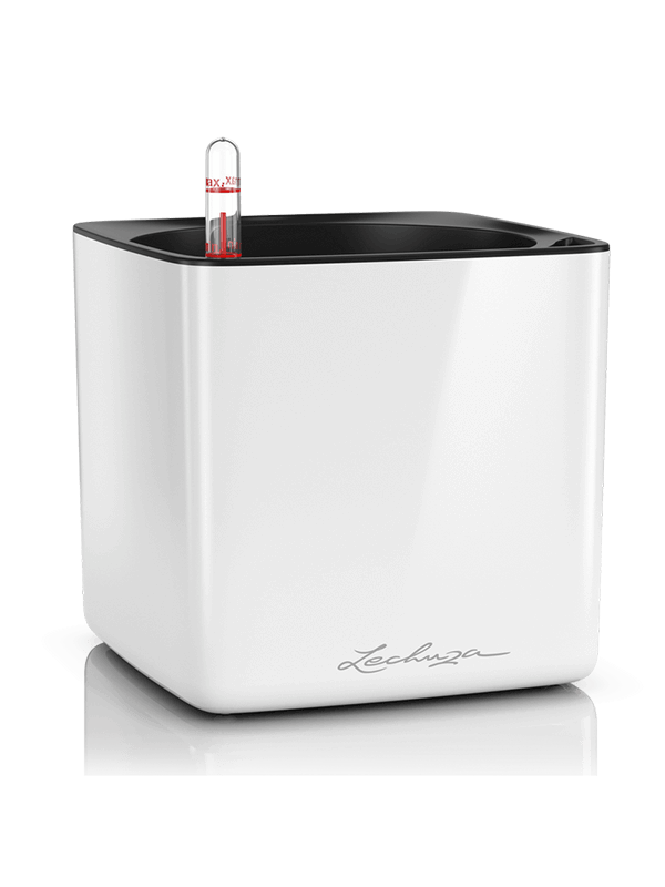 Lechuza Cube Glossy 16 - All Inclusive Set White High Gloss ( ↔17 ↖17 ↕16)