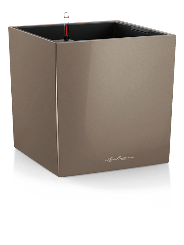 Lechuza Premium Cube 40 - All Inclusive Set Taupe High Gloss ( ↔40 ↖40 ↕40)