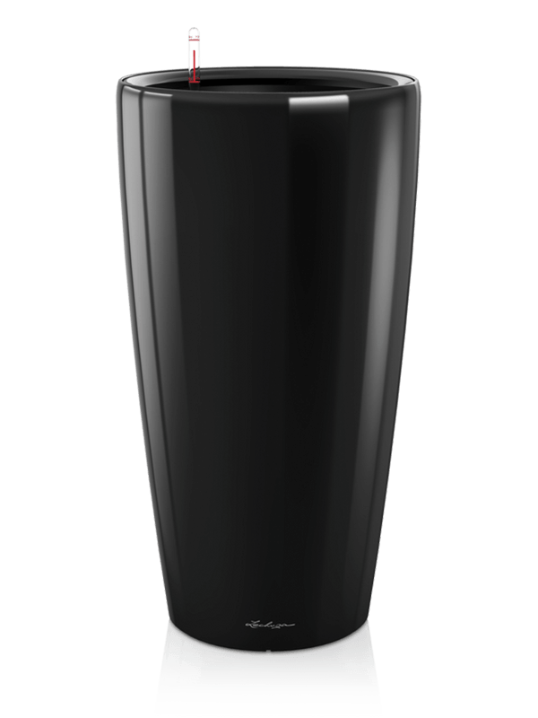 Lechuza Premium Rondo 40 - All Inclusive Set black High Gloss (⌀40 ↕75)