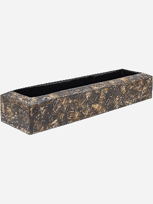 Baq Oceana Cracked Pearl Table Planter, Rectangle Black Brown (↔22 ↕13)