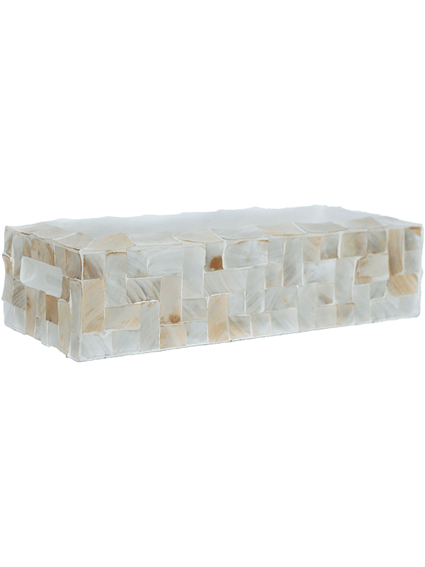 Baq Oceana Pearl Table Planter, Rectangle White (↔22 ↕13)