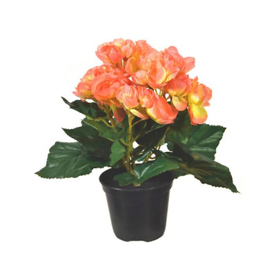 Planta Begonia artificial 20 cm laranja no pote