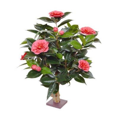 Planta Camelia artificial 65 cm rosa na base