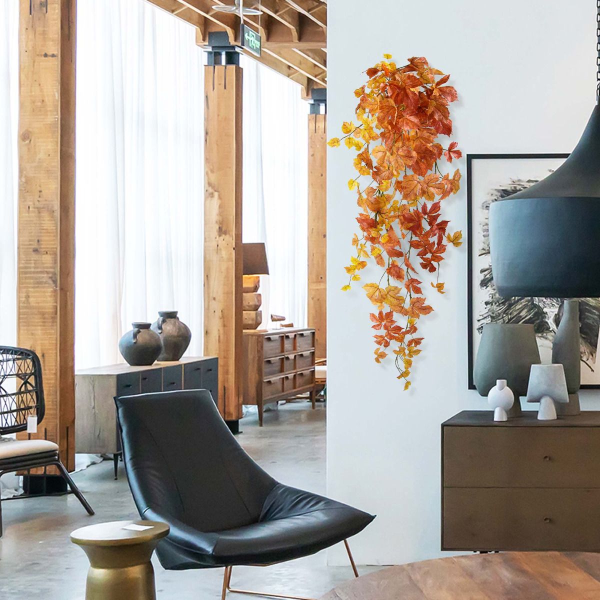 Pianta artificiale Pianta pendente in acero autunnale (90 cm)