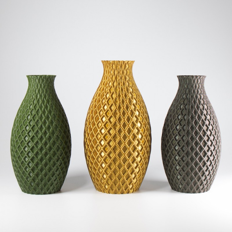 3D Vase Daisy - Gold (↔9.3 ↕17.5)