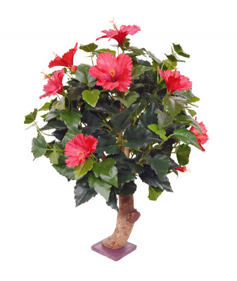 Planta Hibiscus artificial 65 cm vermelho na base