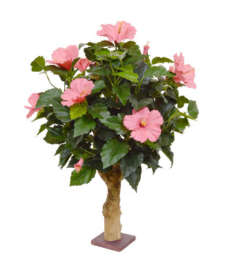 Artificial Hibiscus plant 65 cm cherry on base
