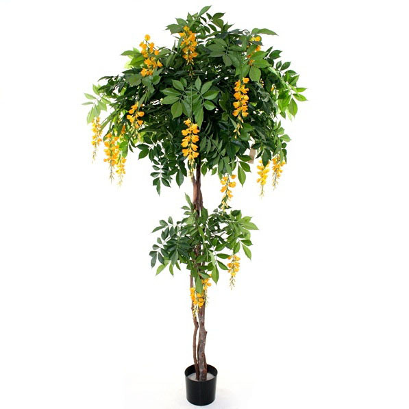 Dirbtinis Dirbtinė Visterija blooming Deluxe Dirbtinė medis 185 cm geltona