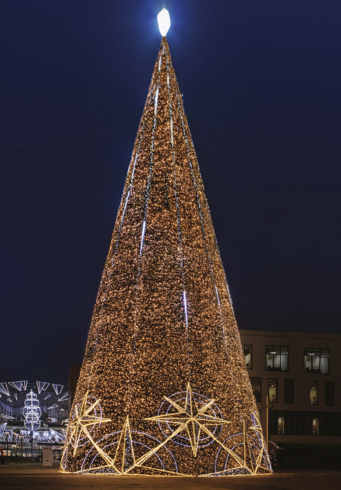 Large artificial Christmas trees